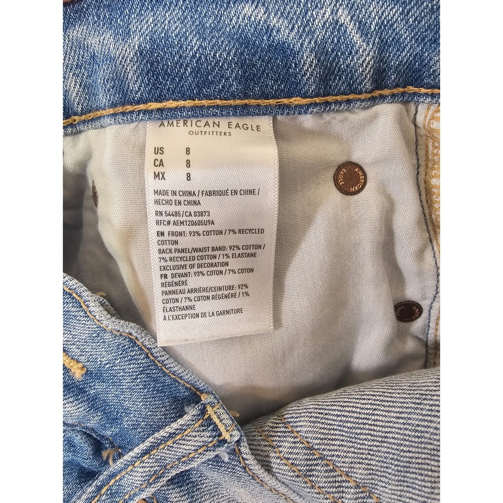 American Eagle 90s Boyfriend Shorts Womens 8 Light Wash Distressed High Rise - Picture 5 of 7